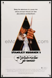 4g590 CLOCKWORK ORANGE 1sh 1972 Stanley Kubrick classic, Castle art of Malcolm McDowell!