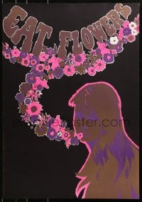 4g247 EAT FLOWERS 20x29 Dutch commercial poster 1960s psychedelic Slabbers art of woman & flowers!