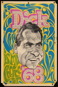 4g275 RICHARD NIXON 23x35 commercial poster 1968 former President w/ wild, psychedelic background!