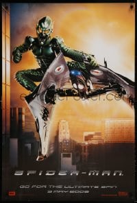 4g279 SPIDER-MAN DS 27x40 German commercial poster 2002 the Green Goblin on his jet glider, Marvel!