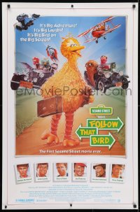 4g657 FOLLOW THAT BIRD 1sh 1985 great art of the Big Bird & Sesame Street cast by Steven Chorney!
