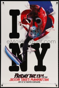 4g665 FRIDAY THE 13th PART VIII recalled teaser 1sh 1989 Jason Takes Manhattan, I love NY in July!