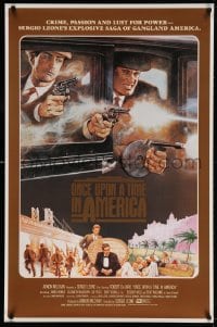 4g823 ONCE UPON A TIME IN AMERICA int'l 1sh 1984 different art of De Niro & James Woods, ultra rare!