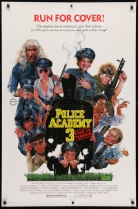 4g835 POLICE ACADEMY 3 1sh 1986 artwork of Steve Guttenberg, Bubba Smith & cast by Drew Struzan!