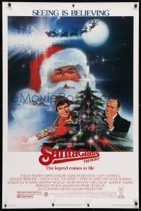 4g881 SANTA CLAUS THE MOVIE 1sh 1985 Bob Peak art of Santa & his reindeer sleigh, Moore, Lithgow!