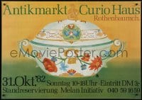 4g126 ANTIKMARKT CURIO HAUS 24x33 German museum/art exhibition 1982 cool art of covered pot!