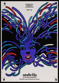 4g149 ARABELLA 23x33 German stage poster 1984 art of a woman with wild hair by Waldemar Swierzy!