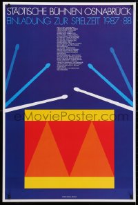 4g163 EINLADUNG ZUR SPIELZEIT 1987-88 22x33 German stage poster 1987 art of a drum by Per Arnoldi!