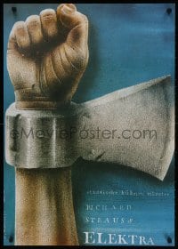 4g164 ELEKTRA 23x33 German stage poster 1979 art of fist with axe shackle by Jerzy Czerniawski!