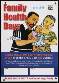 4g351 FAMILY HEALTH DAYS 17x24 Ugandan special poster 1990s The United Nations Children's Fund!