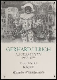 4g134 GERHARD ULRICH 23x33 German museum/art exhibition 1979 art of a jester by the artist!