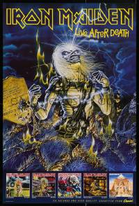 4g115 IRON MAIDEN 24x36 music poster 1986 Live After Death, Riggs art of Eddie & tombstone!