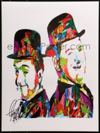 4g039 LAUREL & HARDY signed #8/100 18x24 art print 2014 by artist Greg Sellars, Ollie and Stan!