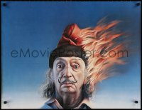 4g453 SALVADOR DALI 23x30 special poster 1980s close-up art of the artist with him on fire!