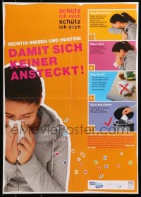 4g456 SCHUTZ ICH MICH SCHUTZ ICH DICH 17x23 German special poster 2000s sneeze into tissue!