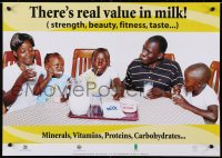 4g471 THERE'S REAL VALUE IN MILK 17x23 Ugandan special poster 1990s image of a happy family!