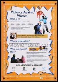 4g481 VIOLENCE AGAINST WOMEN 17x23 Botswanan poster 1990s zero tolerance for all forms of violence!