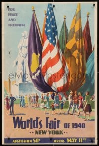 4g499 WORLD'S FAIR OF 1940 20x30 special poster 1940 art of opening of the celebration in New York!