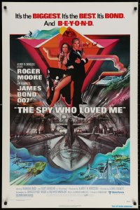 4g906 SPY WHO LOVED ME 1sh 1977 great art of Roger Moore as James Bond by Bob Peak!