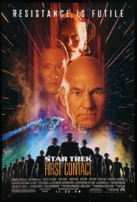 4g917 STAR TREK: FIRST CONTACT advance 1sh 1996 Jonathan Frakes, Stewart, Spiner, sexy Borg Krige!