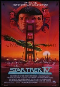 4g913 STAR TREK IV 1sh 1986 art of Leonard Nimoy, Shatner & Klingon Bird-of-Prey by Bob Peak!