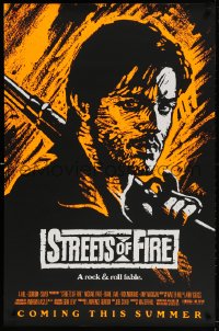4g925 STREETS OF FIRE advance 1sh 1984 Walter Hill, Riehm orange dayglo art, a rock & roll fable!