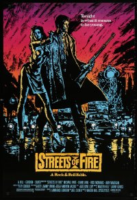 4g924 STREETS OF FIRE 1sh 1984 Walter Hill, Michael Pare, Diane Lane, artwork by Riehm, no borders!