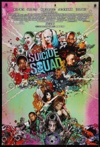4g928 SUICIDE SQUAD advance DS 1sh 2016 Smith, Leto as the Joker, Robbie, Kinnaman, cool art!