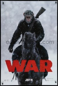 4g974 WAR FOR THE PLANET OF THE APES teaser DS 1sh 2017 great image of Caesar on horseback!