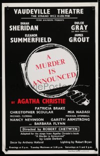 4g081 MURDER IS ANNOUNCED stage play English WC 1977 play based on the novel by Agatha Christie!
