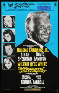 4g084 PLEASURE OF HIS COMPANY stage play English WC 1976 smiling portrait of Douglas Fairbanks Jr.!