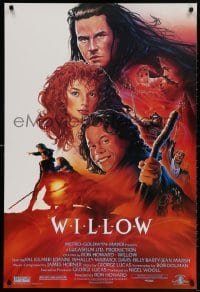 4g980 WILLOW 1sh 1988 Ron Howard directed, John Alvin art of Val Kilmer, Warwick Davis & Whalley!