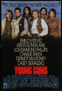 4g996 YOUNG GUNS 1sh 1988 Emilio Estevez, Charlie Sheen, Kiefer Sutherland, Lou Diamond Phillips!