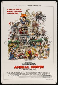 4h200 ANIMAL HOUSE linen style B 1sh 1978 John Belushi, John Landis classic, art by Rick Meyerowitz!