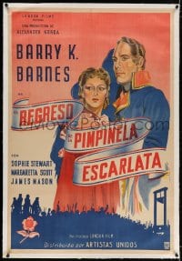 4h026 RETURN OF THE SCARLET PIMPERNEL linen Argentinean 1937 art of Barry Barnes & Sophie Stewart!