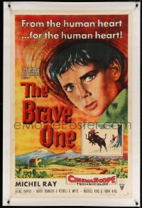 4h210 BRAVE ONE linen 1sh 1956 Irving Rapper directed western, written by Dalton Trumbo, great art!