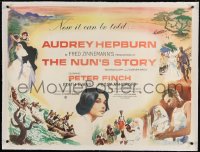 4h049 NUN'S STORY linen British quad 1959 missionary Audrey Hepburn, Peter Finch, Fred Zinnemann