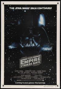 4h241 EMPIRE STRIKES BACK linen NSS style advance 1sh 1980 George Lucas classic, Vader in space!