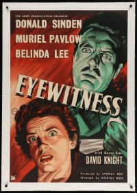 4h044 EYEWITNESS linen English 1sh 1956 Donald Sinden, Pavlow, dramatic art from English film noir!