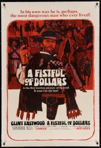 4h247 FISTFUL OF DOLLARS linen 1sh 1967 introducing the man with no name, Clint Eastwood, great art!