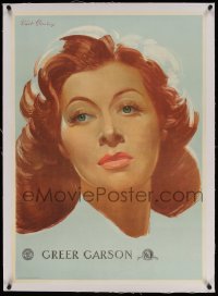 4h036 GREER GARSON linen German personality poster 1940s Kurt Glombig art of the MGM leading lady!