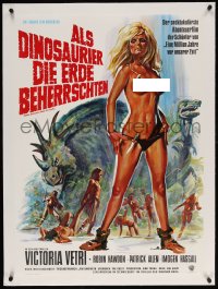 4h038 WHEN DINOSAURS RULED THE EARTH linen German 1971 Hammer, art of sexy cavewoman Victoria Vetri!