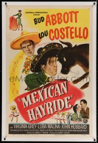 4h297 MEXICAN HAYRIDE linen 1sh 1948 matador Bud Abbott & Lou Costello in Mexico, Cole Porter