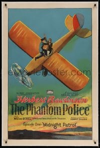 4h319 PHANTOM POLICE linen chapter 1 1sh 1926 art of fight in plunging plane, Midnight Patrol, rare!