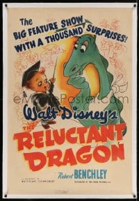4h331 RELUCTANT DRAGON linen 1sh 1941 a behind the scenes look at Walt Disney's animation studio!