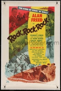 4h339 ROCK ROCK ROCK linen 1sh 1956 Alan Freed, Chuck Berry, Connie Francis & Bo Diddley!