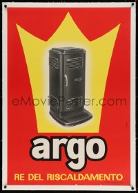 4h127 ARGO linen 27x39 Italian advertising poster 1950s Accanti art of the King of Heating!