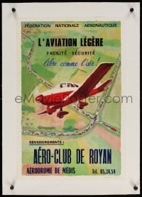 4h153 FEDERATION NATIONALE AERONAUTIQUE linen 16x24 French special poster 1960s Beuville plane art!