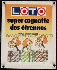 4h156 FRANCAISE DES JEUX linen 12x16 French special poster 1980s art of dogs w/ tickets!