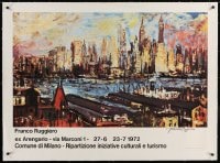 4h107 FRANCO RUGGIERO signed linen 28x39 Italian museum/art exhibition 1972 great art of Milan!